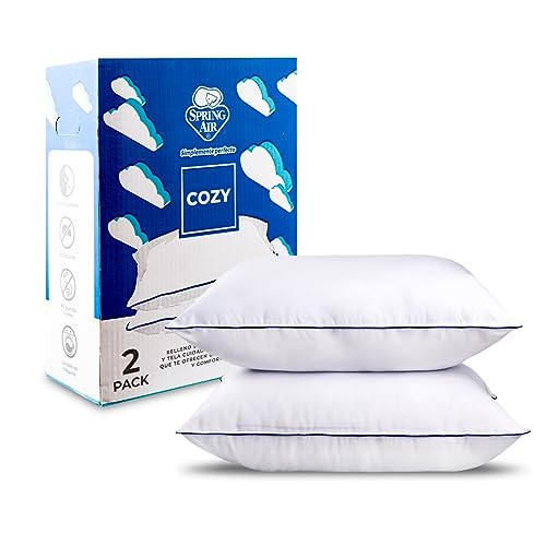 La mejor comparación de Spring Air Supreme comprados en linea. 44 Spring Air Pack 2 Almohadas Cozy Tamaño Estándar | Relleno de Microfibra de Gel | Confort Semi Firme | Confort y Suavidad | Termoregulable | Anti Ácaros, Hipoalergénica y...