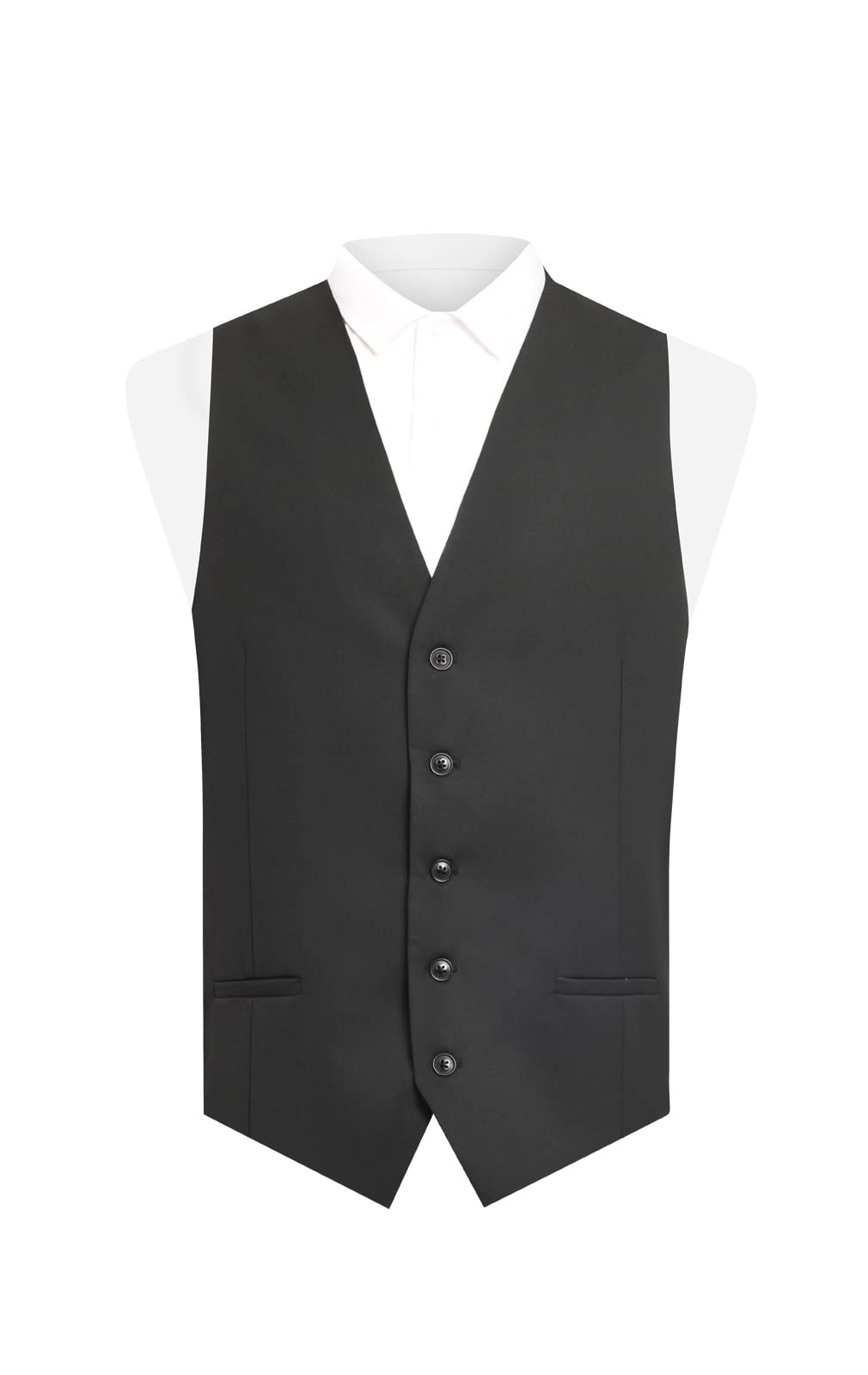 Dobell Mens Black Waistcoat Regular Fit 5 Button-2XL (50-52in)