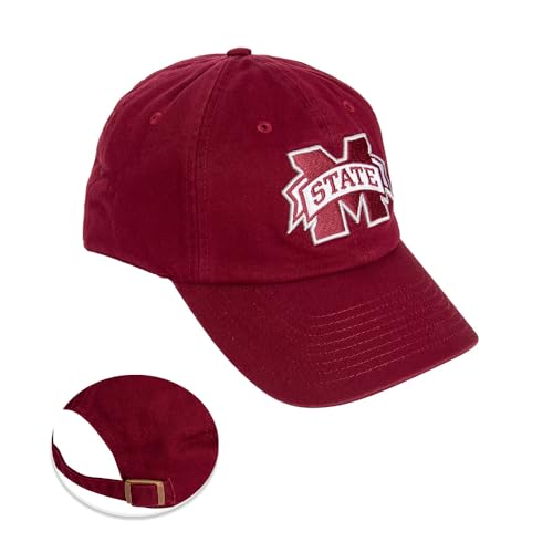 Desert Cactus Mississippi State University Baseball Hat Bulldogs MSU Brimmed Embroidered Hats Cap Adjustable Cloth Strap Adult (Style F1) Maroon