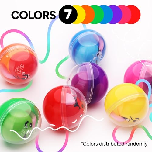 Image of Entervending Empty Clear-Colored Round Capsules 2 inch 25 pcs Bulk 7 Colors Capsule for Toy Gumball Machines Plastic Containers Surprise for Kids Party