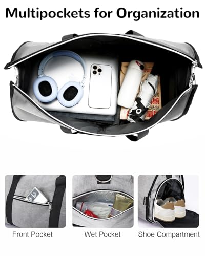 34L Convertible Garment Duffle Bag for Men Women, 2 in 1 Hanging Suit Bag with Shoulder Strap, Travel Carry On Bags, Gray4
