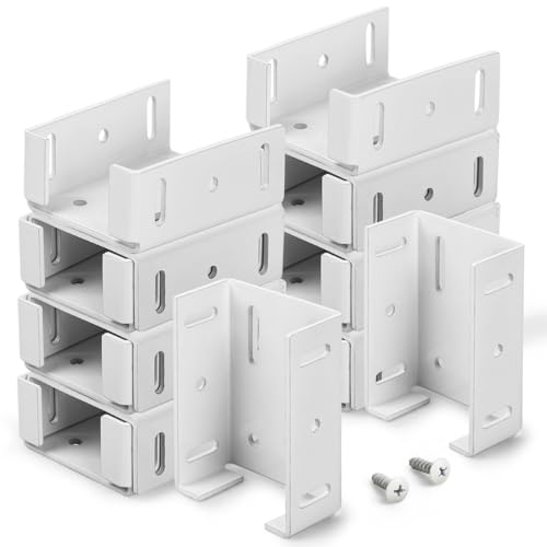 Heavy Duty 2-3/4 inches Rails Brackets Kit White Alluminum Fence Bracket for Vinyl Fencing Panel to Post Connection Metal Replacement for 2.75in Frail Plastic Brackets (White - Set 16)