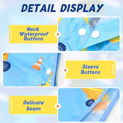 Image of WAWSAM Lightweight Rain Poncho Kids, Ponchos for Kids Waterproof Reusable Hooded, Kids Poncho Rain Jacket
