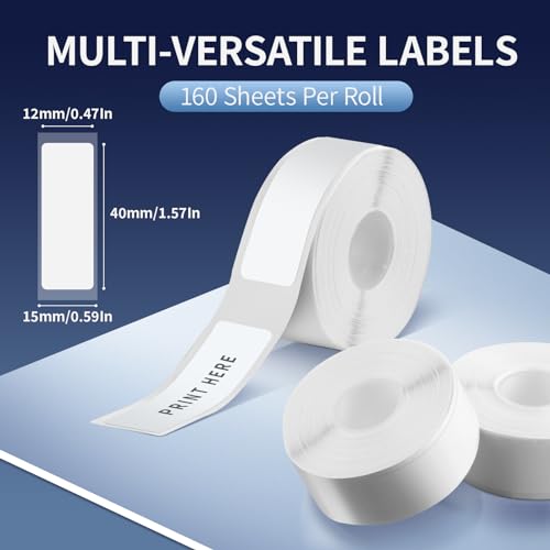 QLoztyse D30 Thermal Label Tape - Smart Labels Maker Refill, 12 X 40mm Mini Printer Paper Compatible with D30 Sticker Machine for Office, Home, Pack of 4 Roll
