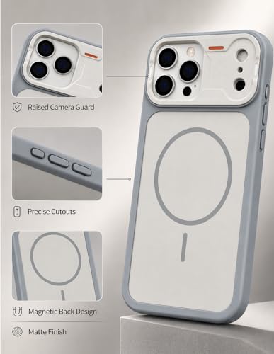Image of Compatible for iPhone 13 Pro Case, Matte iPhone 13 Pro Back Cover, Shockproof Drop Protection, (Gray)