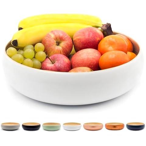 Dehaus Large Bamboo Fruit Bowl 30cm Cover