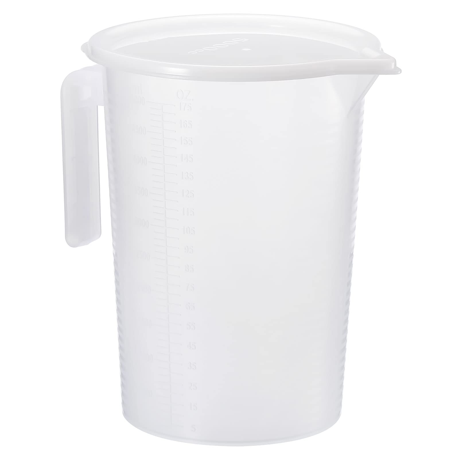 PATIKIL Graduado Vaso, 5000ml PP Plástico Líquido Medidora Taza Doble Lado Graduaciones con Mango Tapa Caño para Laboratorio Cocina Hogar