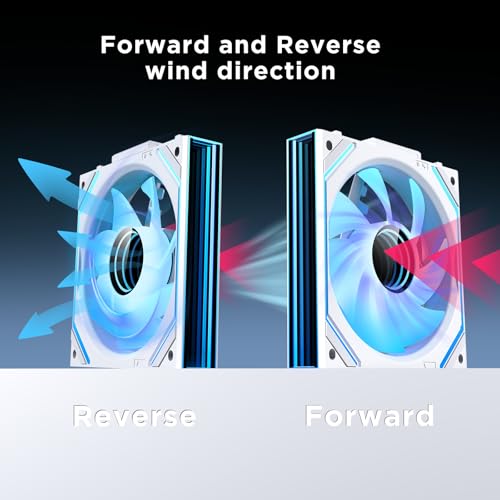 Image of Interstellar V2 120mm PC Case Fans,Reverse Blade, Infinity Mirror Module Daisy-Chain ARGB Fan,Triple Pack Suitable for Computer Case & 360mm AIO Cooler (White Reverse)
