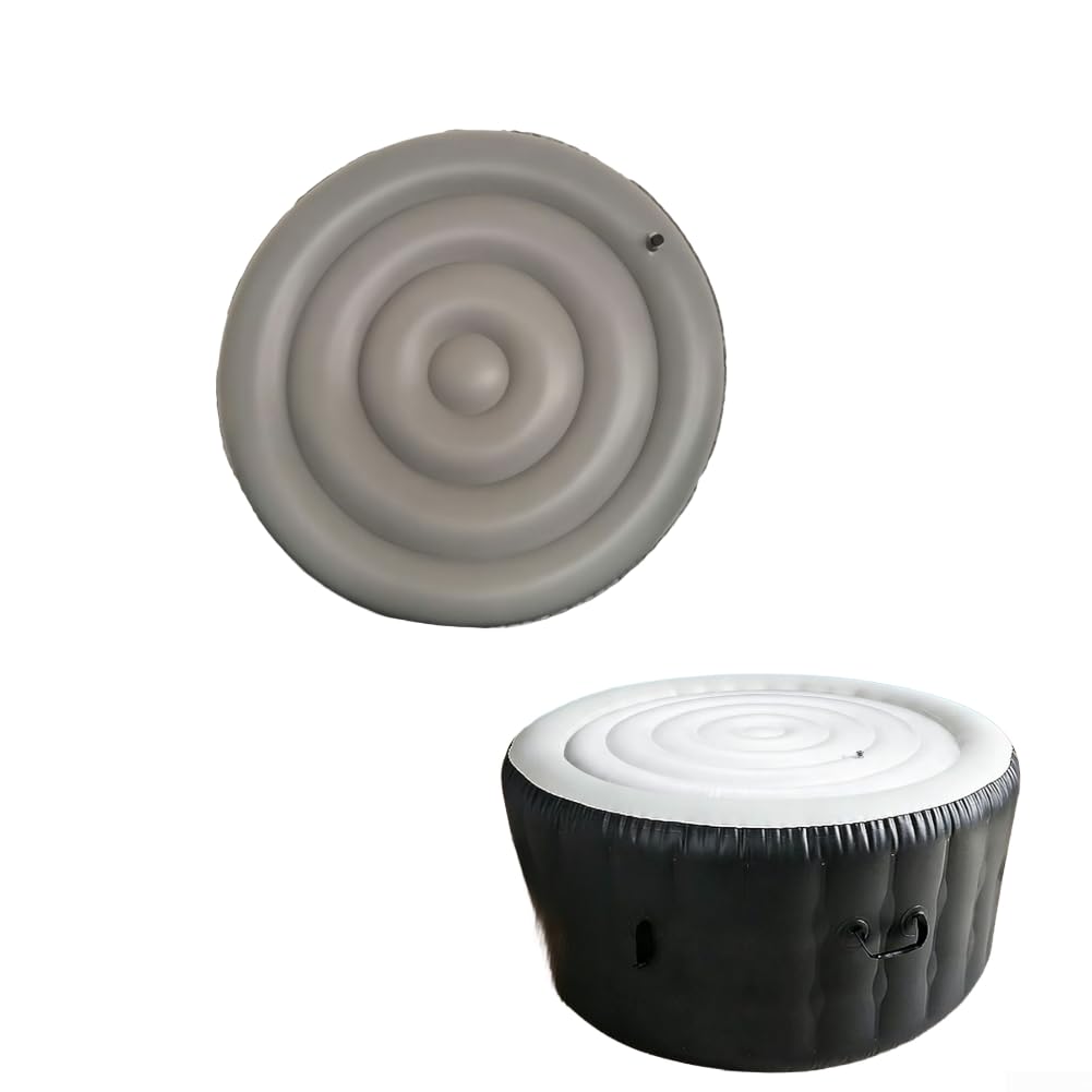 Bâche de piscine gonflable d'extérieur en PVC pour piscine ronde, couvercle étanche et résistant aux débris pour jacuzzi ou spa, installation simple (165 cm avec poignée)