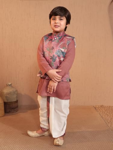 Image of AJ DEZINES Kids Ethnic Wear Kurta Waistcoat and Dhoti Pant for Boys