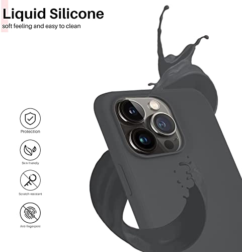 Image of Elzzi Microfiber Candy Case Compatible for iPhone 13 Pro 6.1 Inch Shockproof Slim Back Cover Liquid Silicone Case - Space Grey