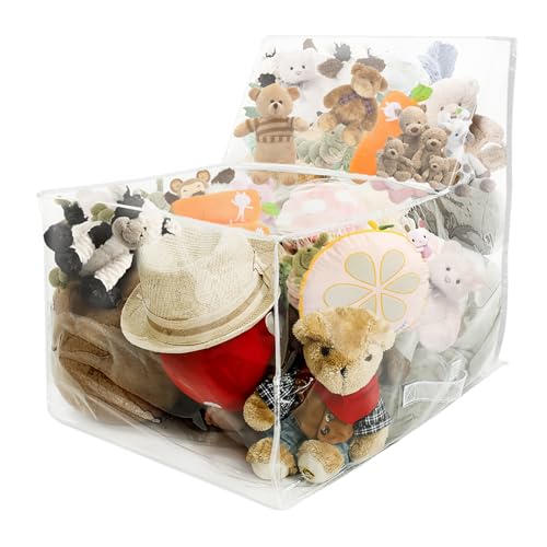 HAIJED Clear Stuffed Animal Bean Bag Chair Cover for Kids, Waterproof Stuffed Animal Storage Bean Bag, PVC Plush Toys Storage, Stuffed Animal Bean Bag Storage Chair for Plush Toys Old Clothes Pillows