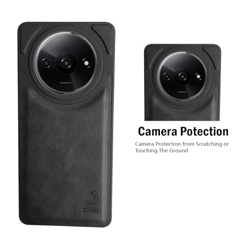 Image of AIBEX Shield Back Cover Case Compatible with Poco C61 / Xiaomi Redmi A3 Back Cover | Flexible Vegan Leather | Full Camera Protection | Raised Edges | Super Soft-Touch | Bumper Case