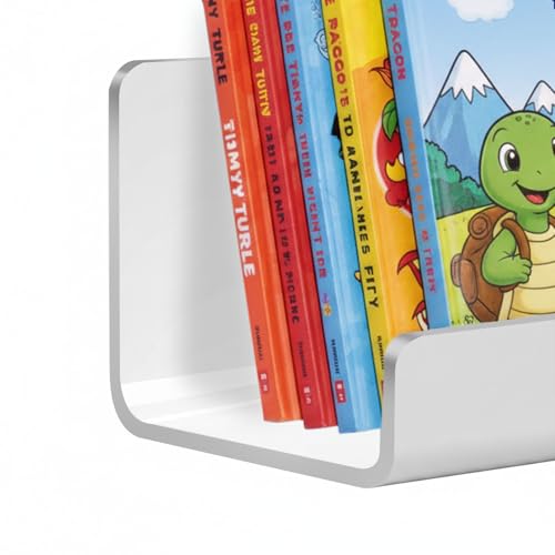 Image of 2 Pack Magnetic Book Shelf for Whiteboard - 17 Inch Reusable Acrylic Magnetic Shelves, Holds 11 lbs, Magnetic Book Display for Classrooms, Kitchen(White)