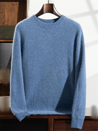 Men Thicken Cashmere Sweater Crew Neck Loose Jumper Business Casual Textured Cashmere Blend Pullover2