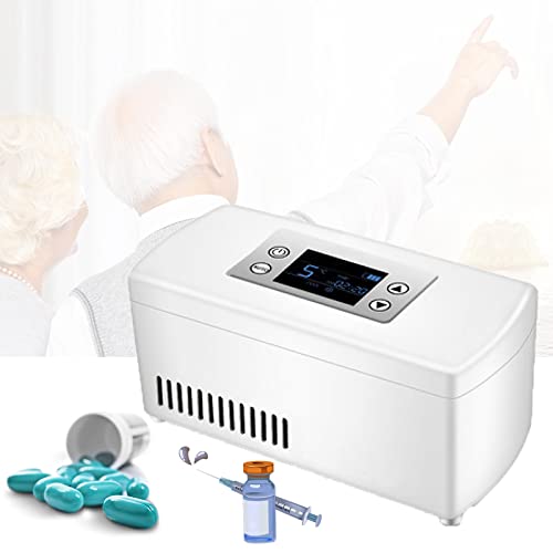 CHGGE Insulin Refrigerator 2-8 Intelligent Temperature Control + HD LCD Medical Refrigerator Large Capacity (3-5 Injection Pens) Long Battery Life: 10H For Car Travel/No Noise