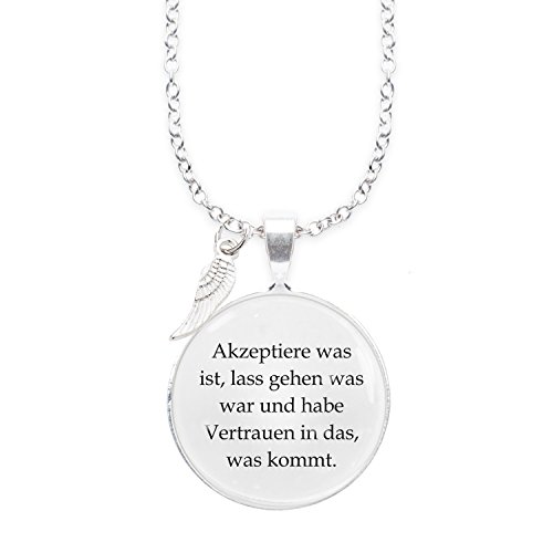 Spruchketten BY LIEBLICHKEITEN Nickelfreie Kette 80 cm mit Anhänger Spruch in 2,5cm großer Glaslinse: Akzeptiere was ist, Lass gehen … Cover