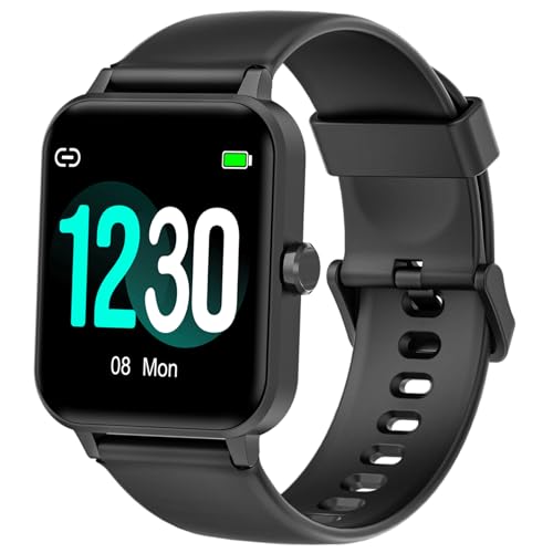 Blackview Smartwatch R30 Herren Damen Fitnessuhr, 1,85'' Smart Watch, Armbanduhr mit Pulsmesser Schlafmonitor Musiksteuerung SpO2, Schrittzähler Uhr Sportuhr, Aktivitätstracker für Android iOS,Schwarz