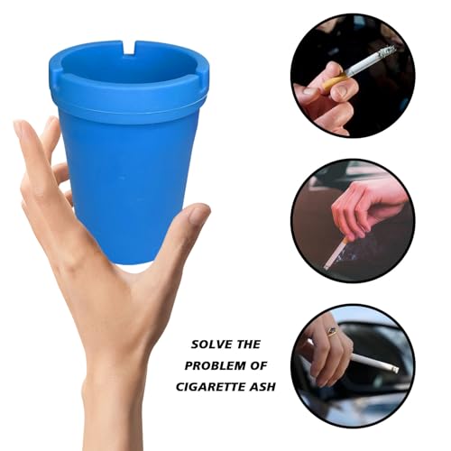Image of BEYPOVK Car Ashtray with Lid, Smokeless Ashtrays for Car Cup Holder Smell Proof, Automotive Interior Accessories Portable Cigarette Ash Tray for Indoor Home Office Outdoor Car Truck SUV (Blue)