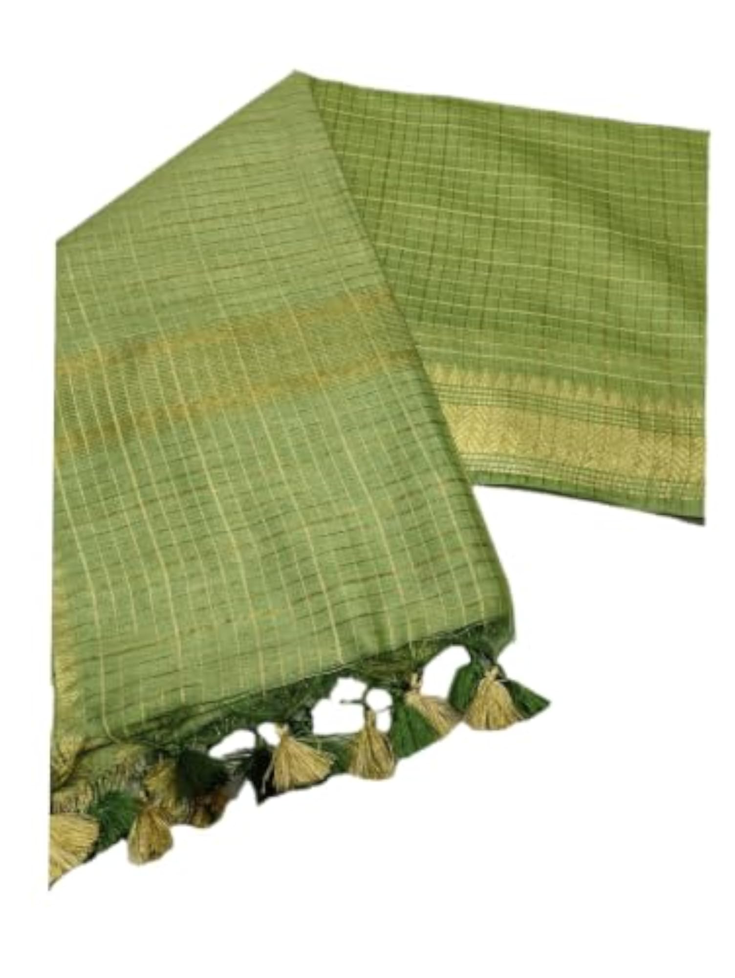 Women's Handwoven Mini Checked Cotton Silk Saree with Rich Pallu