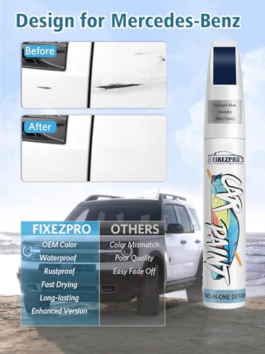 Image of 842 /5842 Twilight Blue Metallic Car Touch Up Paint for Mercedes-Benz, Color Match Auto Paint Repair Pen,Professional Car Scratch Repair Remover Pen Quick & Easy to Use