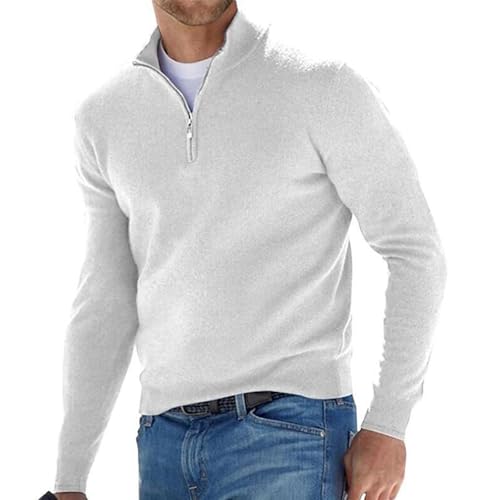 Men's Quarter Zip Up Sweaters Lightweight Mock Neck Pullover Top Comfort Ribbed Knit Polo Sweater
