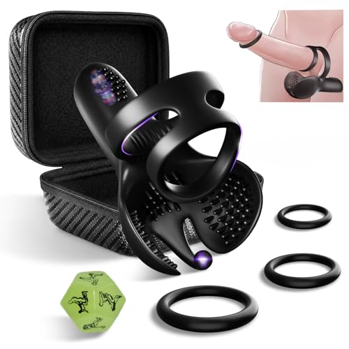 Vibrating Penis Ring for Men APP Control Silicone Cock Ring with Testicle & Perineal Stimulation 9 Vibration Modes Couples Adult Sex Toys