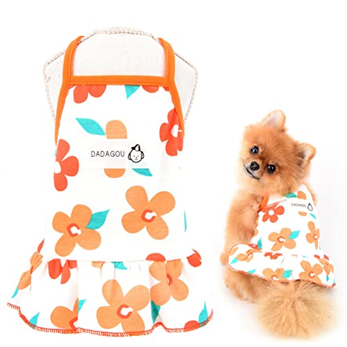 SMALLLEE_LUCKY_STORE Puppy Floral Dress for Small Medium Dog Cat Girls Sundress Female Dog Clothes Birthday Party Holiday Costume Pet Apparel
