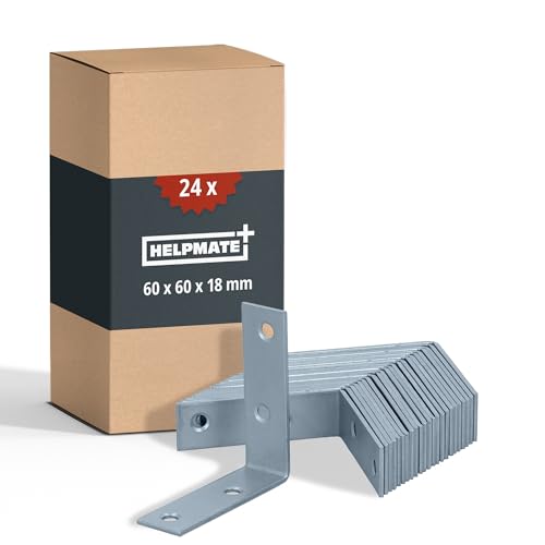 HELPMATE – 24 Stück Stuhlwinkel 60x60x18 mm – Winkelverbinder galvanisch verzinkt & blau passiviert – Möbelwinkel mit hervorragendem Korrosionsschutz, stabil & langlebig – einfache Montage