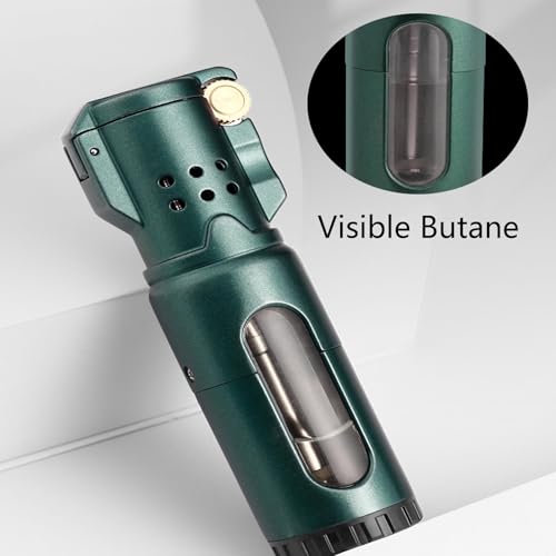 Encendedor Windproof 3 Llamas con Rueda Verde miniatura 3