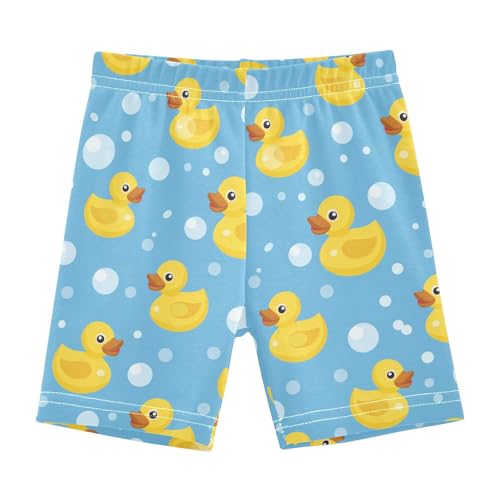Yellow Rubber Ducks Girls Bike Shorts Toddler Soft Cotton Cartwheel Under Dress Dance Shorts