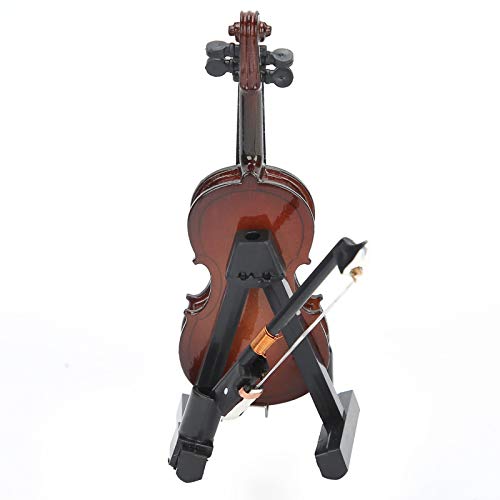 HERCHR Miniatur-Geigenmodell, hölzerne Miniaturvioline mit Ständer und Koffer Musikinstrumentenmodell Puppenhausdekoration – Bild 7