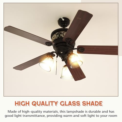Image of Teenyyou 4 Pcs Clear Glass Globes for Ceiling Fan Lights Covers Glass Lamp Shade Replacement for E26 Chandelier Table Wall Sconce, 2-1 /8 inch Fitter, 4-5 /8 inch Diameter x 4-1 /2 inch Height