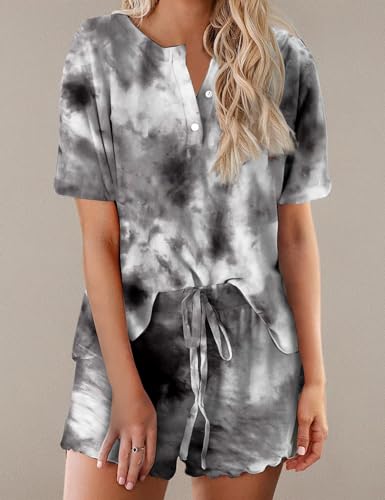 Image of Ekouaer Tie Dye Pajamas Set Womens Loungewear Sleepwear 2 Piece PJ Sets