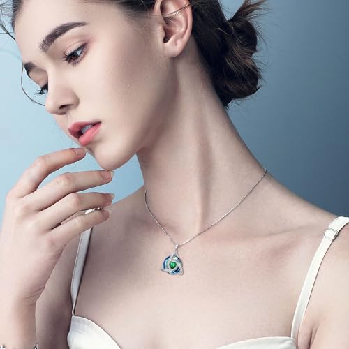 TOUPOP Celtic Birthstone Necklace for Women 925 Sterling Silver Trinity Knot Triquetra Austria Crystal Pendant Heart Birthstone Jewelry Birthday Anniversary Irish Scottish Gifts for Her Girlfriend2