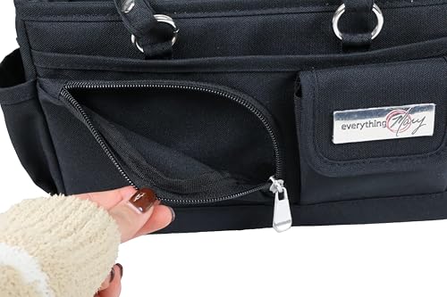 Image of Everything Mary Junior Deluxe Store & Tote Organizer - Black Craft Tote with Handles - Collapsible Storage Caddy for Scrapbooking, Sewing, Art Supplies & DIY Creative Tools