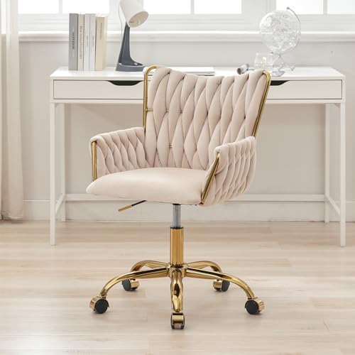 ABET Velvet Desk Chair with Wheels, Cute...