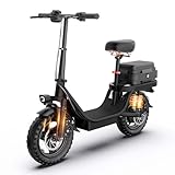 ZEFIORA Electric Scooter for Adults, 800W Peak Motor, Up to 25 MPH 30 Miles Electric Scooter with Seat, 48V 15AH Battery, 14' Foldable Commuting Sit Down E Scooter, Ample Storage for Pet & Cargo