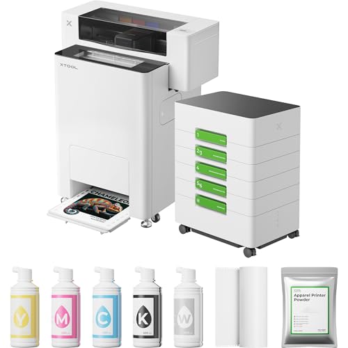 xTool Apparel Printer Bundle with Shaker Oven&Upgraded Air Purifier, 14” A3 DTF Printer, One-Click Print-to-Bake, High-Speed with Dual I1600 Printheads, Multi-Fabric Compatible, 24/7 Auto-Maintenance