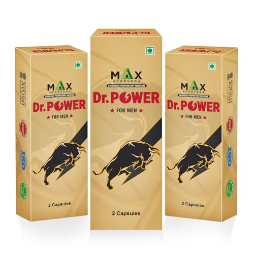 Image of Max Ayurveda Dr. Power Capsules for Men | 100% Ayurvedic & GMP Certified | Stamina, Power and Energy Booster | Pack of 3 (2 Capsules Each)