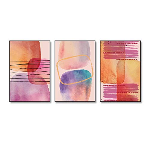 Art Abstrait Géométrique Toile Multicolore : Image Scandinave Décoration Salon 3pcs