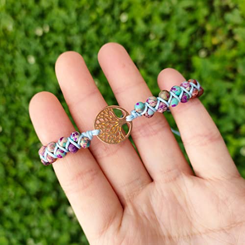 Image of YGLINE Boho Handmade Natural Stone Bead 3 Row Wide Wrap Wrist Statment Bracelet Jewelry Collection