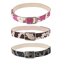 Garneck 3 Stück Teiliges Damen Pu gürtel set mit Verstellbarer Schnalle Cow Print Western stil Modischer Animal Print Hüftgürtel für Freizeit und Festliche Outfits Violett