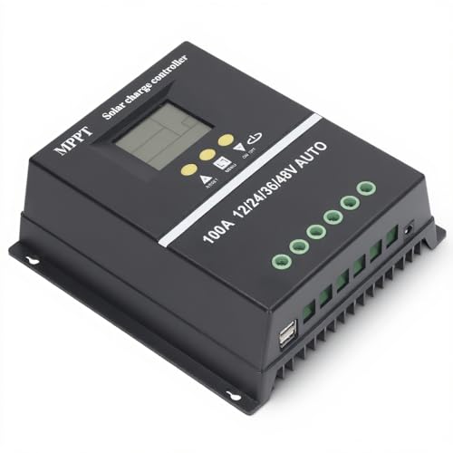 100A MPPT Solar Controller, 12V 24V 36V 48V Auto, USB Charging Ports, Backlit LCD Display, Battery ,...