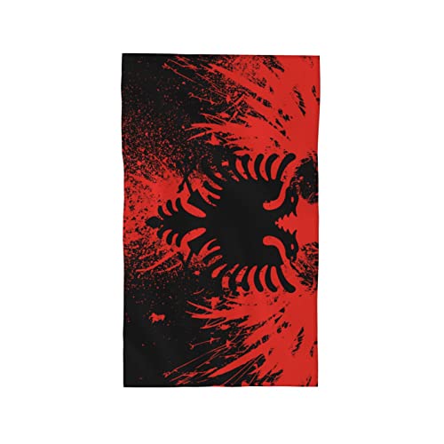 HLBSDM Serviette de Toilette à Motif Drapeau albanais, Grande Serviette Douce pour Salle de Bain, Salle de Sport, Spa, hôtel, Toutes Saisons (69,8 x 40,6 cm)