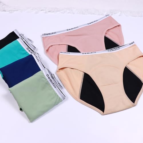 Image of Demifill Teen Girls Period Panties Juniors First Period Starter Underwear Soft Briefs Pack of 6 Multipack