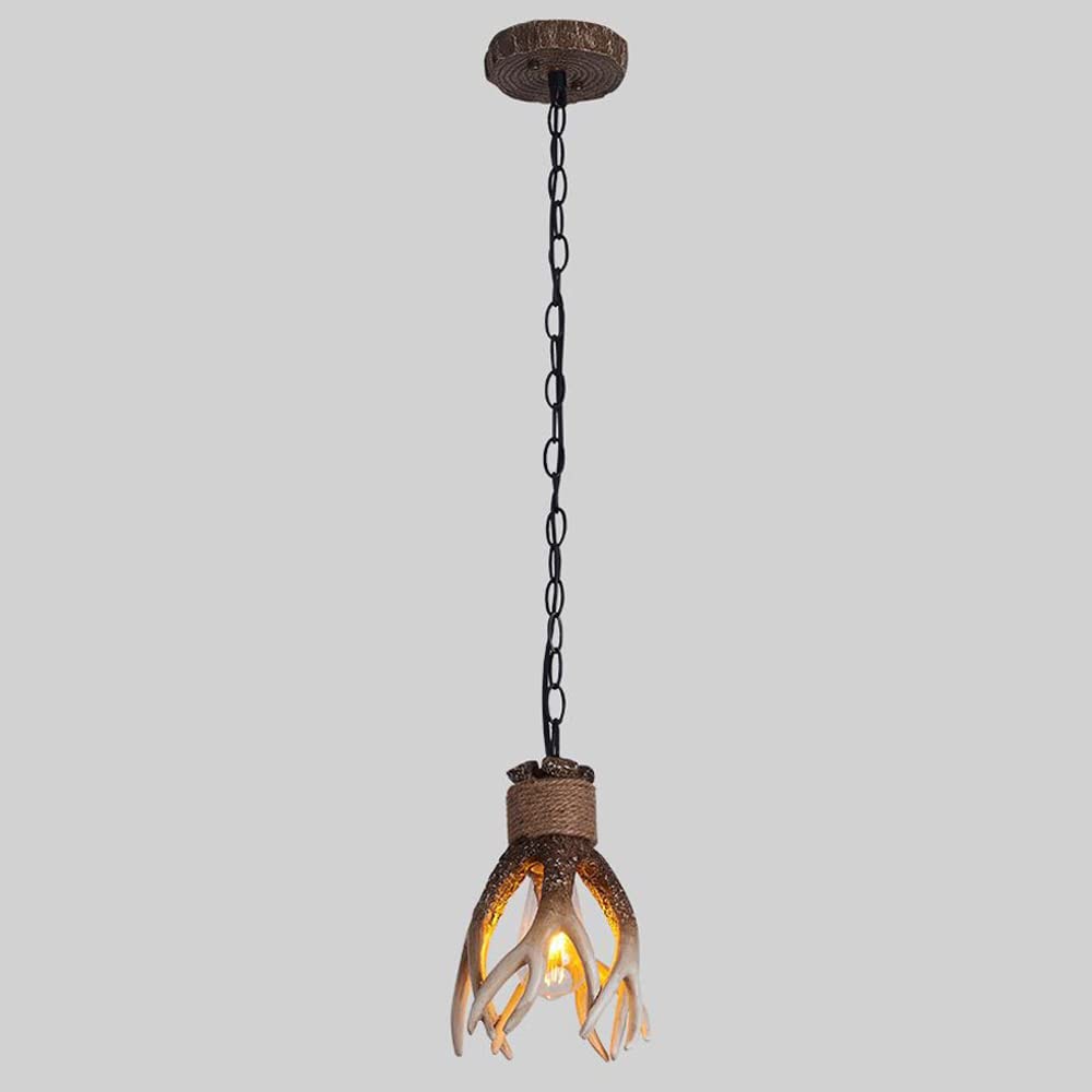FYZDLAOR Glass Pendant Light,Antler Pendant Light Farmhouse Pendant Hanging Light Fixture for Kitchen Island Dining Room Bathroom Light Small Antler Hanging Light（E27）