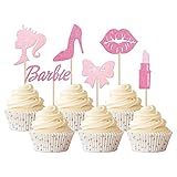 Rsstarxi 24 Pack Princess Cupcake Toppers Glitter High Heel Lipstick Bow Tie Baby Shower Cupcake Picks Princess Theme Bridal Shower Wedding Anniversary Birthday Party Cake Decorations Supplies