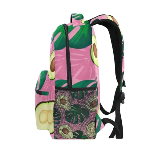Kids School Backpack, Lightweight Kids Travel Backpack for Boys Girls Back to School Supplies, 15L, Avocados Leaves Pink4