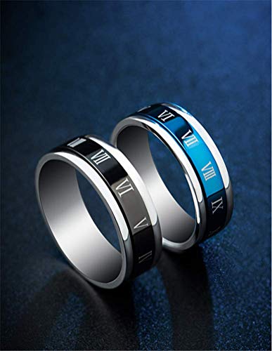Image of PAURO Roman Numerals Spin Worry Ring | Unisex Stainless Steel, Roman Numerals Spin Worry Ring for Anxiety